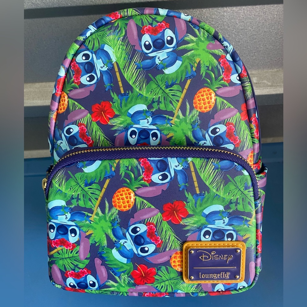 Disney Loungefly Lilo & Stitch Tropical Leaves Mini Backpack LE 600